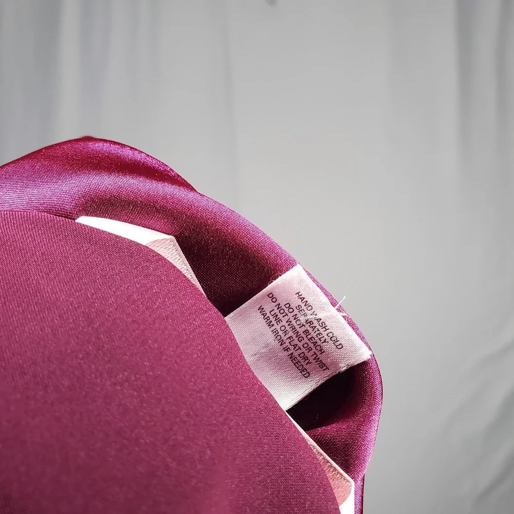 Vtg Victorias Secret Burgundy Satin Slip Dress Large V-Neck Lace 00s Y2K - Picture 8 of 9